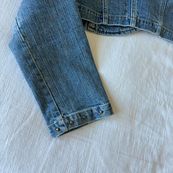 Vintage y2k embellished cropped denim jacket - Picture 6 of 7